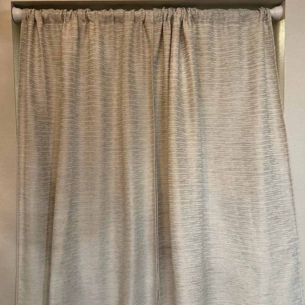 Teagan Tully Neutral Textured Blackout Curtains 37x84 Set of two panels EUC